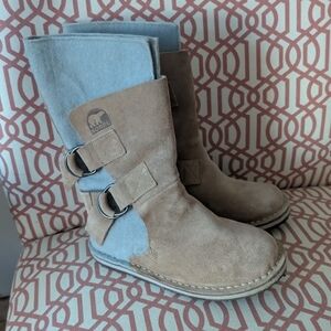 Sorel Kids Tan and Blue Boots